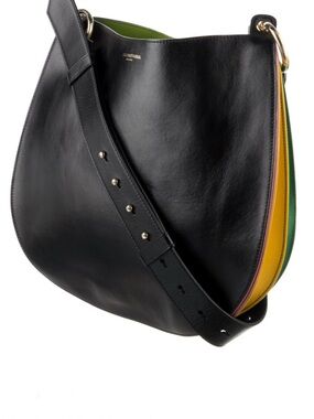 Sara Battaglia Black Leather Crescent Shoulder Bag